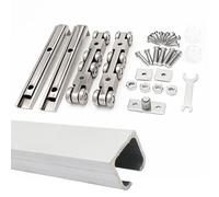 Silver/Gold/Bronze 8 - Wheels Bypass Barn Door Hardware Kit, Single Pocket Door Guide for Wood Door, Sliding Closet Door Track Top Mounted(Silver,6m(19.7ft))