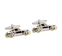 Silver/Gold Car Cufflinks Sport Theme Accessory & Harvey Makin Gift Box