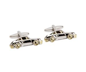 Silver/Gold Car Cufflinks Sport Theme Accessory & Harvey Makin Gift Box