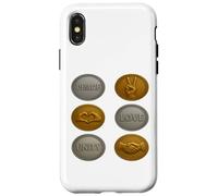 Silver & Gold Coin Uniting Symbols - Unity Love Peace Design Case for iPhone X/XS