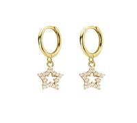 Silver Gold Color Multi Dangle Hoops Crystal Zircon Huggies with Charms Loops Circle Clips Earrings Jewelry for Womens