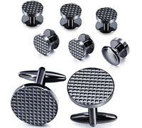 Silver/Gold Cufflinks for Men with tuxedo shirt studs,men accessories jewelry with gift box,Gifts for family,best friend on Wedding Business Birthday Anniversary, Brass, not know