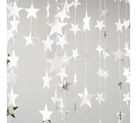 Silver gold glittery shiny 7cm,10cm 4m length stars bunting garland Christmas birthday home decoration made of card (2pcs 8m Silver, 10 centimetre)