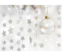 Silver gold glittery shiny 7cm,10cm 4m length stars bunting garland Christmas birthday home decoration made of card (Glittery silver, 7 centimeters)