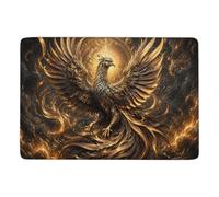 Silver Gold King Phoenix Area Rug 150 x 100 cm, Soft Non Slip Short Pile | Autumn room styling with printed area rug, PVC dot non slip backing; for guest room and reading corner
