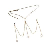 Silver/Gold M Shaped Teardrop Heart Pendant Body Chain Bra Ornament For Trendy Women Unique Rhinestones Accessories Modern Women’s Accessories