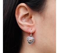 Silver & Gold Mandala Hearts Earrings - Ethically Sourced Jewelry