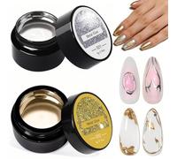 Silver & Gold Metallic Gel Nail Polish Set, 2 x 5g Chrome Mirror Effect 3D Metal Painting Gel for Nail Art, Metallic Nail Gel Polish for Home DIY & Salon