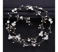 Silver Gold Pearl Flower Hairband Headband Women Party Queen Bride Wedding Headband (Gold 1pc (1pack))