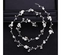 Silver Gold Pearl Flower Hairband Headband Women Party Queen Bride Wedding Headband (Silver 1pc (1pack))