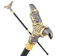 Silver & Gold Plated Bird Head Handle Walking Cane - 95cm Gentleman's Fashion Accessory for Cosplay, Party and Collection(Black)
