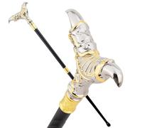 Silver & Gold Plated Bird Head Handle Walking Cane - 95cm Gentleman's Fashion Accessory for Cosplay, Party and Collection(White)