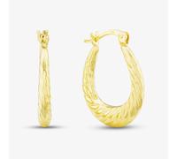 Silver Gold Plated Twist Patterned Oval Creole Hoop Earrings S3100