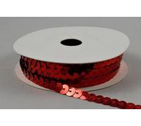 Silver/Gold/Red Small Bright Stringed Sequins 6mm x 1m Cut from roll (Red)