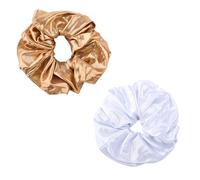Silver Gold Sequin Hairbands for Women Girls Glitter Sparkly Hair Accessories for Thick Fine Hair 80s 90s Sequin Hair Scrunchies for Party Prom Big Shiny Elastic Ponytail Holders 2pcs