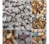 (Silver Granite, 20kg x 2) Decorative Stone Coloured Pebbles Cobbles Slate Gravel Chippings Aggregates | 1kg, 5kg, 10kg, 20kg Bags