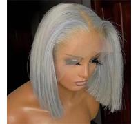 Silver Gray9 Straight Bob Wigs Human Hair Transparent Lace Frontal Wigs Pre Plucked Short Cut Wigs