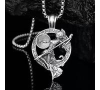 Silver Greek Goddess Athena Pendant Necklace Stainless Steel Jewelry Men Women