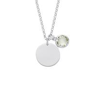 Silver Green CZ August Birthstone Medallion Necklace 16inch - GVK338PER Jewelco London White One Size