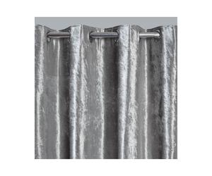 (Silver Grey, 66" x 90") OHS Crushed Velvet Curtains PAIR of Eyelet Ring Top Fully Lined Ready Made