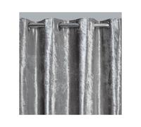 (Silver Grey, 90" x 72") OHS Crushed Velvet Curtains PAIR of Eyelet Ring Top Fully Lined Ready Made