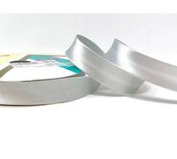 Silver Grey Byetsa Satin Fold 18mm Bias Binding on a 3m Length (N.B. This is a Cut from a roll, Presented on a Bertie's Bows Ribbon Card)