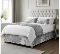 Silver Grey Crushed Velvet super king Divan Bed Base Cover - Elasticated Wrap Bed Skirt Valance Sheet - Soft Plush Fabric, Dust Resistant & Easy Fit Fitted BedBase Covers (SuperKing Bed Skirt)