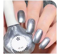 Silver Grey Diamond Glitter Nail Polish - Holographic Sparkle, Quick Dry, Long-Lasting & Chip-Resistant - Non-Toxic, No UV Lamp Needed - For DIY Nail Art & Salon Manicure
