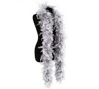 Silver Grey Feather Boa 100g Thick Turkey Feather Scarf Shawl Fancy Dress | Silver Grey 180cm 1.8m long, deluxe weight, feather scarf wrap, 1920s Gatsby flapper, burlesque, party boa, photo booth props