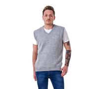(Silver Grey, L) Malay Mens Plain Knitted V Neck Classic Sleeveless Cardigans Tops Jumpers Size S-5XL
