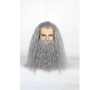 Silver Grey Long Curly Beard Wig Wizard Wig Halloween Costume Wigs Party Favors Men