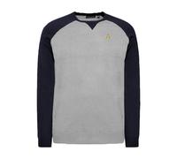 (SILVER GREY MARL/MIDNIGHT NAVY, XX-Large) Brave Soul Higgs Contrast Raglan Sleeves Knitted Jumper
