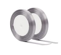 Silver Grey Satin Ribbon - 2 Rolls, 10mm Thick, 22M, Double Sided, Perfect for Gift Wrapping, Crafting, Cake Decoration, Hair Bows, Christmas & Wedding