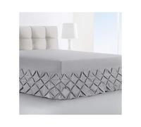 (Silver Grey, Single) Luxury Pin tuck Valance Sheet 100% Egyptian Cotton 200 Thread Count Extra Deep Fitted Single Double King Super King Bed Size