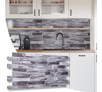 (Silver Grey Stone, Set of 6) Stone Effect 3D Wall Panels (96cm x 48cm) DIY Decorative PVC Plastic Cladding Panels