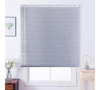Silver Grey Venetian Blinds Slat Aluminium Metal Home Office Blind Thin Slats Kitchen Blinds Blackout Shutters Child Safe Home, Customisable (65×110cm)