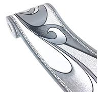 Silver Grey Wave Toteml Wallpaper Border Peel Stick Wall Decal Sticker Bathroom Kitchen Ceiling Backsplash Tiles Border,Waterproof Removable 10cm by 10meters