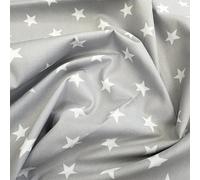 Silver Grey & White Star Print Fabric - 100% Cotton Craft Fabric Material Metre