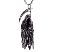 Silver Grim Reaper Scythe Gothic Hell Death Satantic Necklace 60cm Chain Bones Gothic