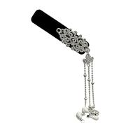 Silver Hair Clip With Flowing Tassels And Detailed Waterdrops And Pearls Hair Jewelry Hair Ornament For Stylish Women