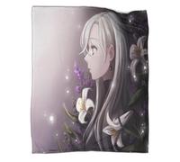 Silver Haired Girl Bedding Throw 3D Printed Lily Blanket Lightweight Fluffy Soft Cozy Gifts Plush for Bed And Couch for Boys Girls All Season Couch Sofa 70x80inch(180x200cm)