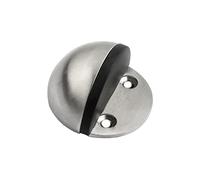Silver Half-Moon Shape Door Stopper Stainless Steel Floor Mounted Wall Protector Oval Doorstop for Heavy Door, Window Sash