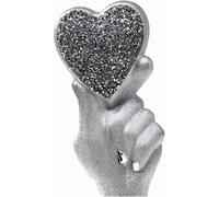 Silver Hand Holding Heart Sparkle Ornament Bling Crushed Diamond Gift