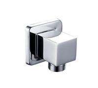 Silver Hand Shower Wall Outlet Elbow, G1/2 Inch Handheld Shower Hose Connector Square Water Outlet Fitting for Home, Hotel, Bathroom