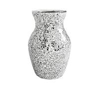 Silver Handmade Mosaic Glass Vase - Crushed Diamond Mirrored, Sparkled for Home Decor & Wedding (#1)