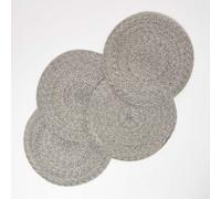 (Silver) Handwoven Round Placemats Set of 4