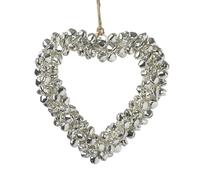 Silver Hanging Heart Christmas Decoration