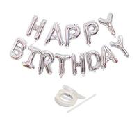 Silver Happy Birthday Banner Balloons, Aphabet Happy Birthday Balloons Banner or Birthday Party Decoration