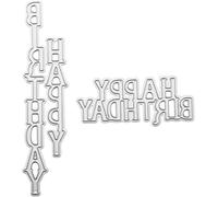 Silver Happy Birthday Metal Cutting Dies DIY Craft Carbon Steel Embossing Template Metal Cutting Dies Metals Stencils Tool Word Cutting Die for Card Scrapbooking DIY Arts Crafts Die-Cuts,Embossing