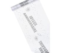 Silver Happy Birthday Organza Table Runner 29cm x 5m